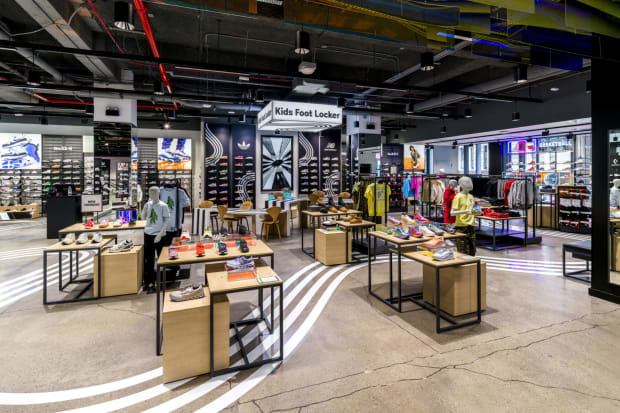 The inside of a new Foot Locker store.